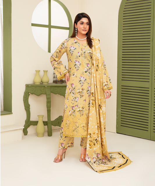 KHADDAR 3PC WITH KHADDAR PRINTED SHIRT & TROUSER-912