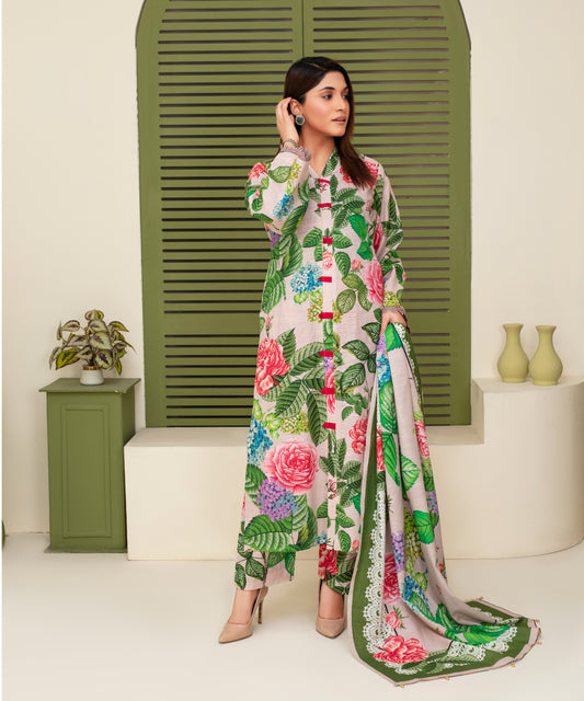 KHADDAR 3PC WITH KHADDAR PRINTED SHIRT & TROUSER-918