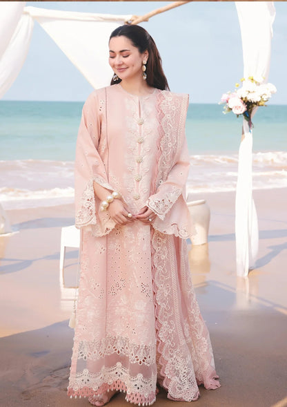 Dhanak-3PC Embroidered Shirt with Organza Embroidered Dupatta- 3334