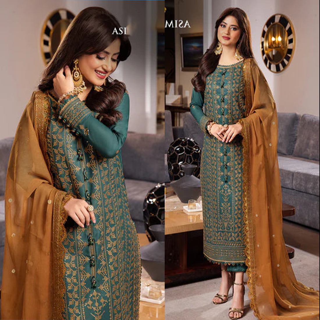 Dhanak 3PC Embroidered With Chiffon Embroidered Dupatta-135