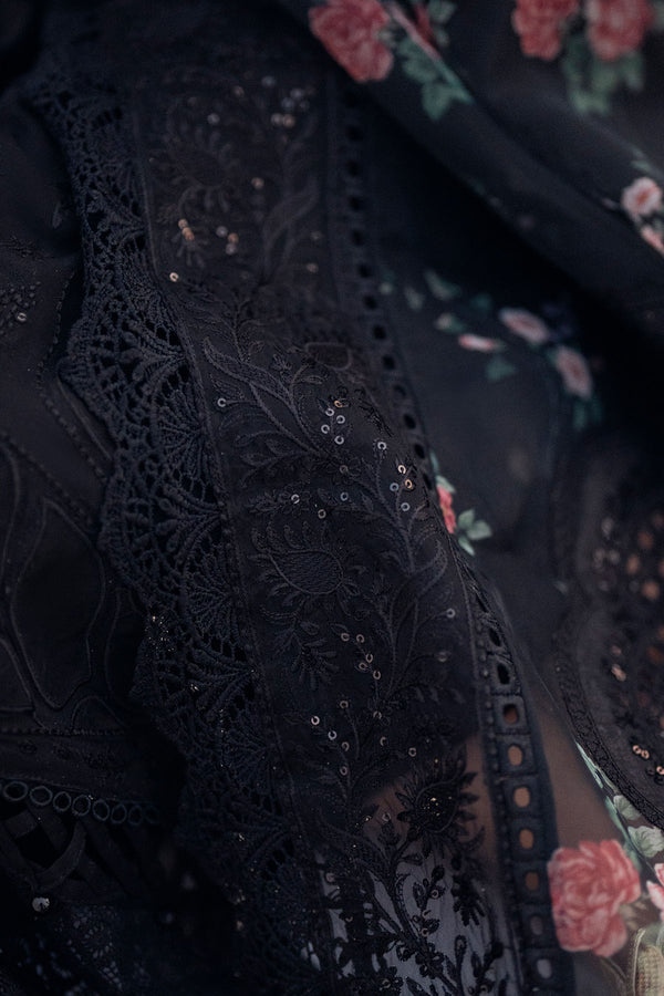 Dhanak-3PC Embroidered Shirt with Organza Digital Printed Dupatta- 3309