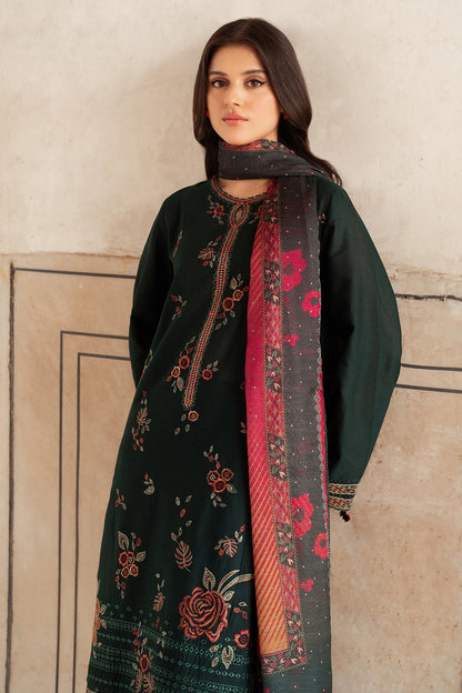 3PC Dhanak Embroidered Shirt With Digital Printed Shawl-133