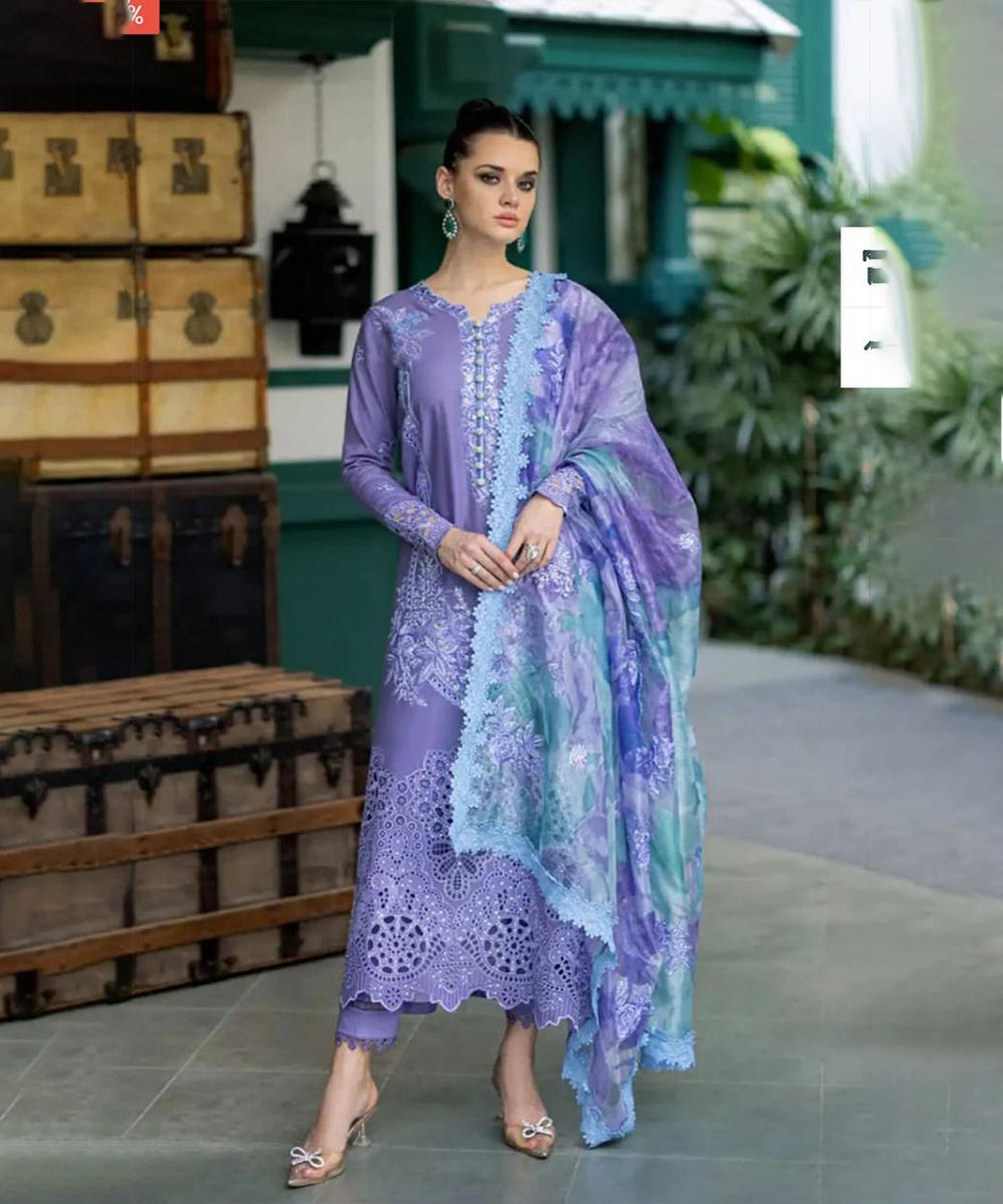 Lawn-3PC Embroidered Shirt with Digital Printed Jacquard Dupatta - 1329