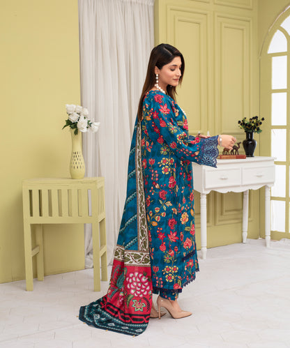 3PC WITH KHADDAR PRINTED SHIRT & TROUSER-905