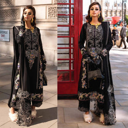 Dhanak 3PC Embroidered With Dhanak Embroidered Shawl-114