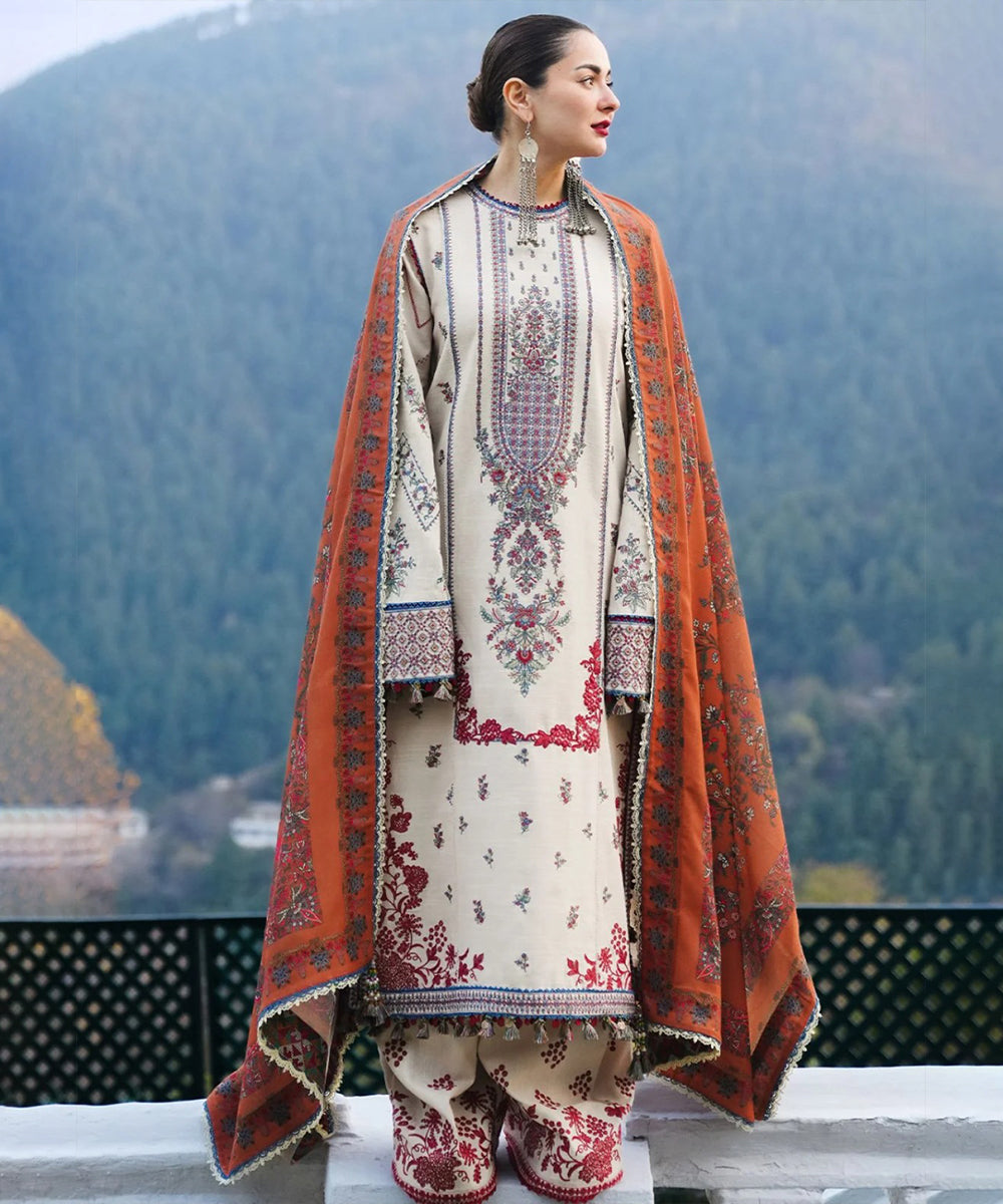 Lawn-3PC Embroidered Shirt with Digital Printed Jacquard Dupatta- 1072