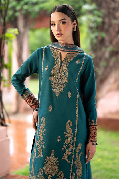 Dhanak 3PC Embroidered With Digital Printed Wool Shawl-286