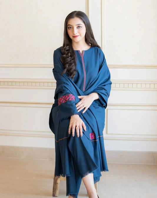 Dhanak 3PC Embroidered With Dhanak Embroidered Dupatta-615