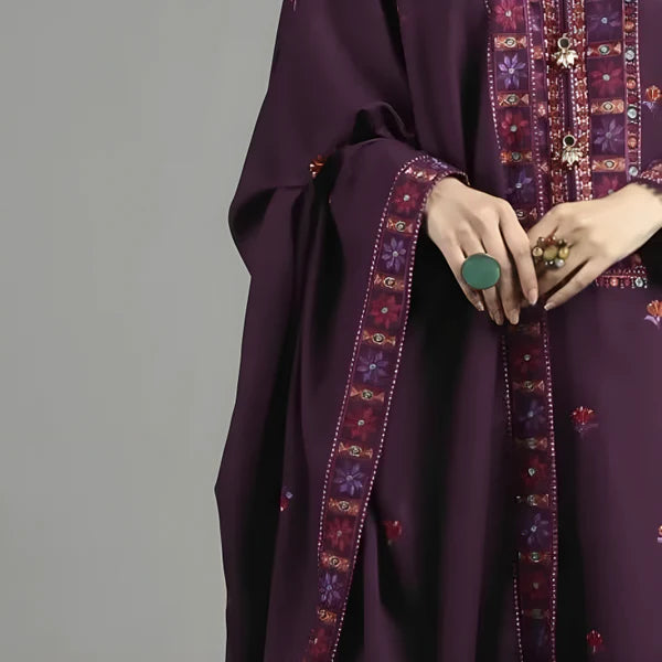 Dhanak 3PC Embroidered Shirt with Dhanak Embroidered Shawl-3446