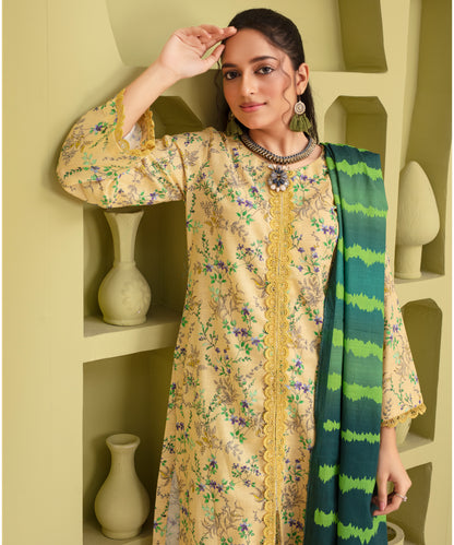 3PC WITH KHADDAR PRINTED SHIRT & TROUSER-901