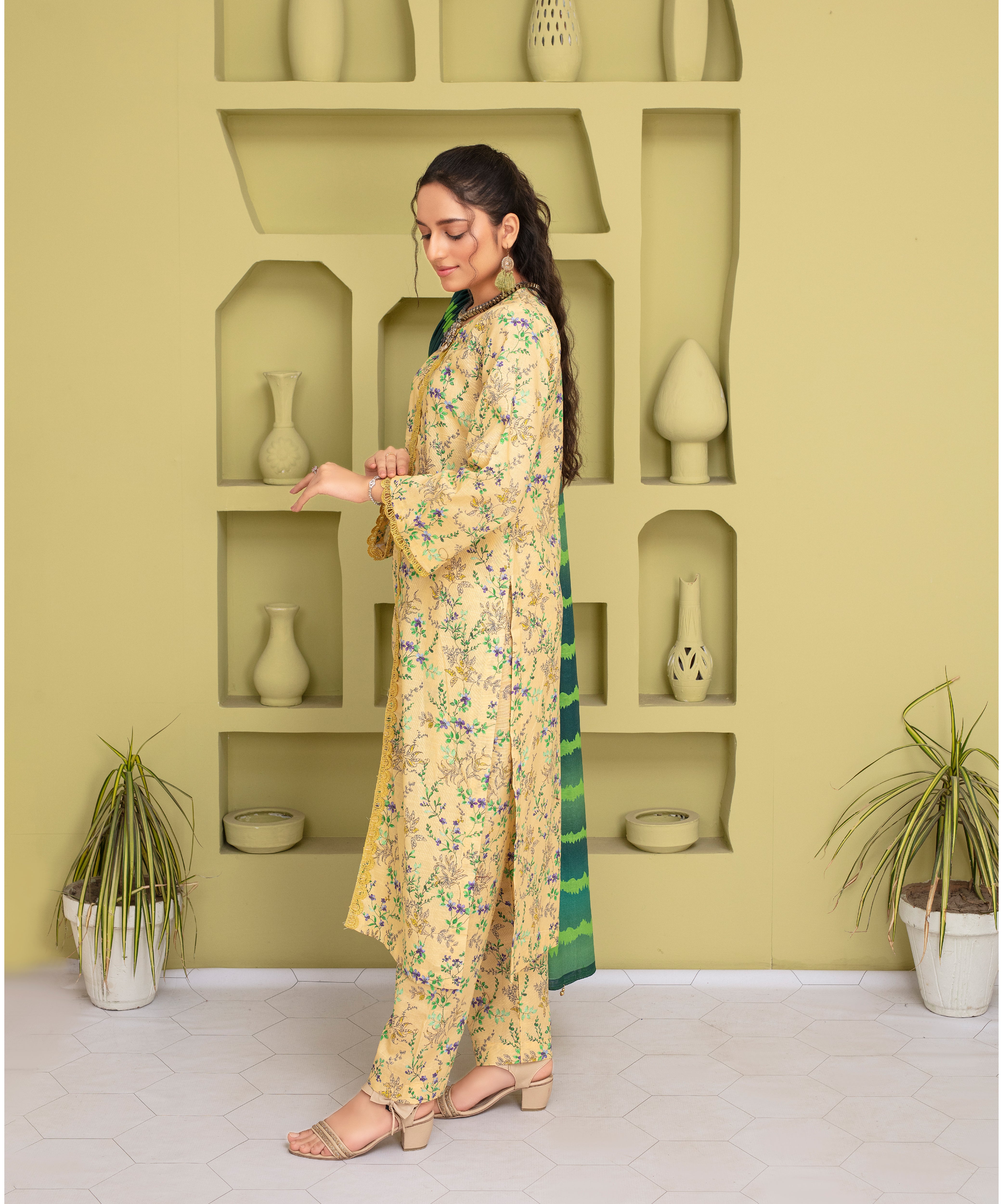 3PC WITH KHADDAR PRINTED SHIRT & TROUSER-901