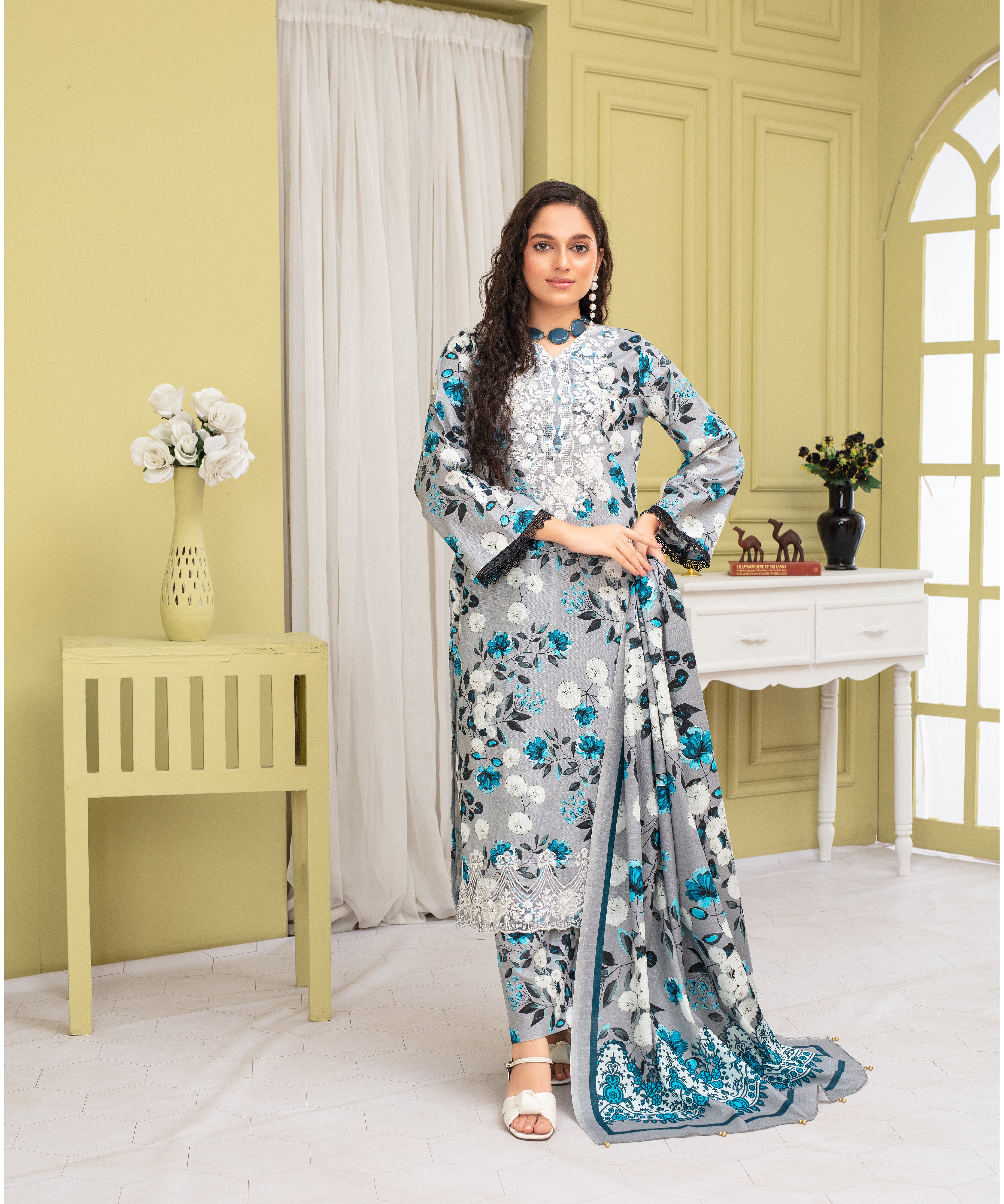 KHADDAR 3PC WITH KHADDAR PRINTED SHIRT & TROUSER-916