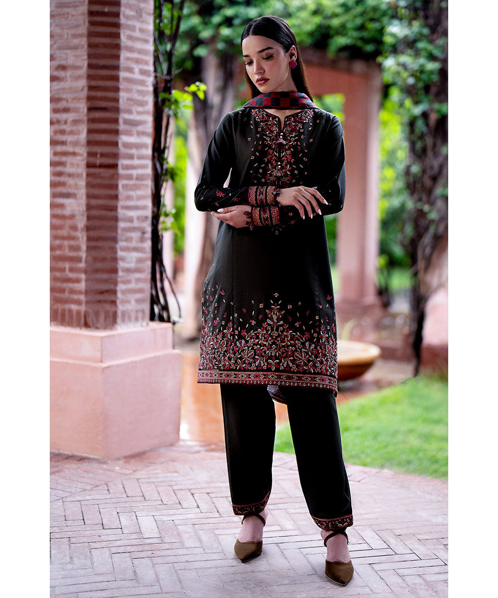 3PC Dhanak Embroidered Shirt With Printed Dupatta-678