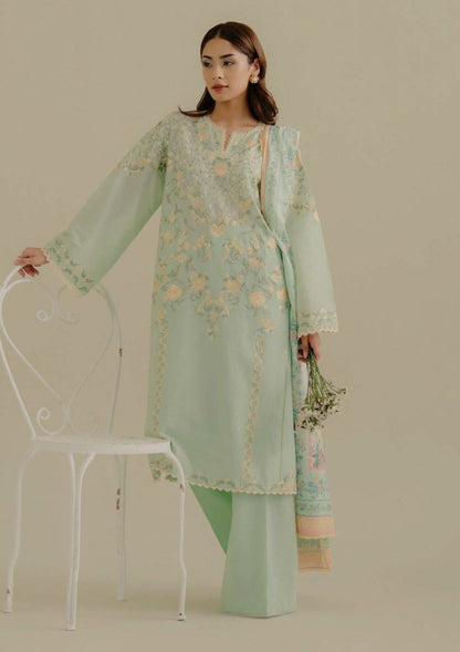 Lawn-3PC Embroidered Shirt with Digital Printed Jacquard Dupatta-1395