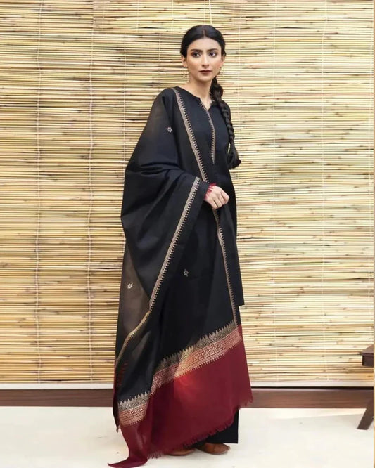 Dhanak 3PC With Woolen Shawl-555