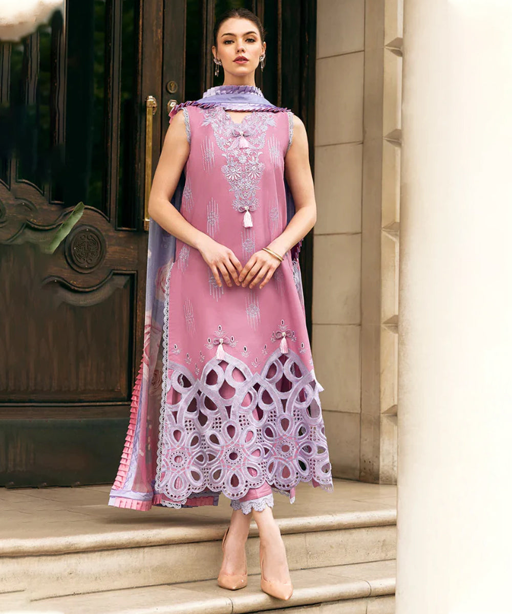 Dhanak-3PC Embroidered Shirt with Digital Printed Wool Shawl - 662