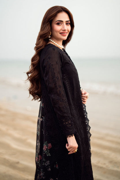 Dhanak-3PC Embroidered Shirt with Organza Digital Printed Dupatta- 3309