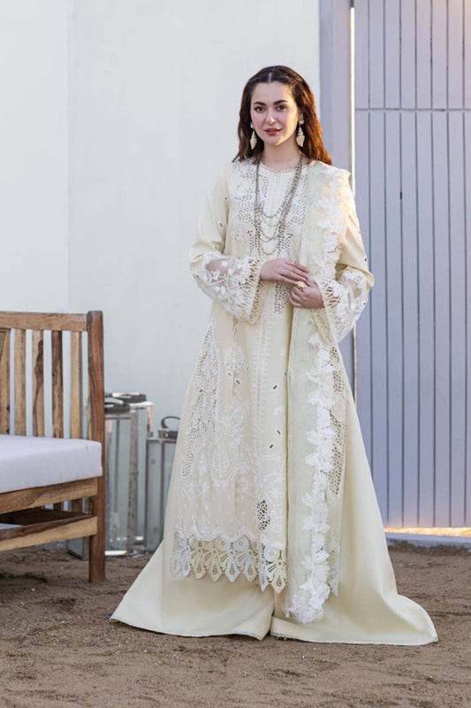 Dhanak-3PC Embroidered Shirt with Organza Digital Printed Embroidered Dupatta- 3360