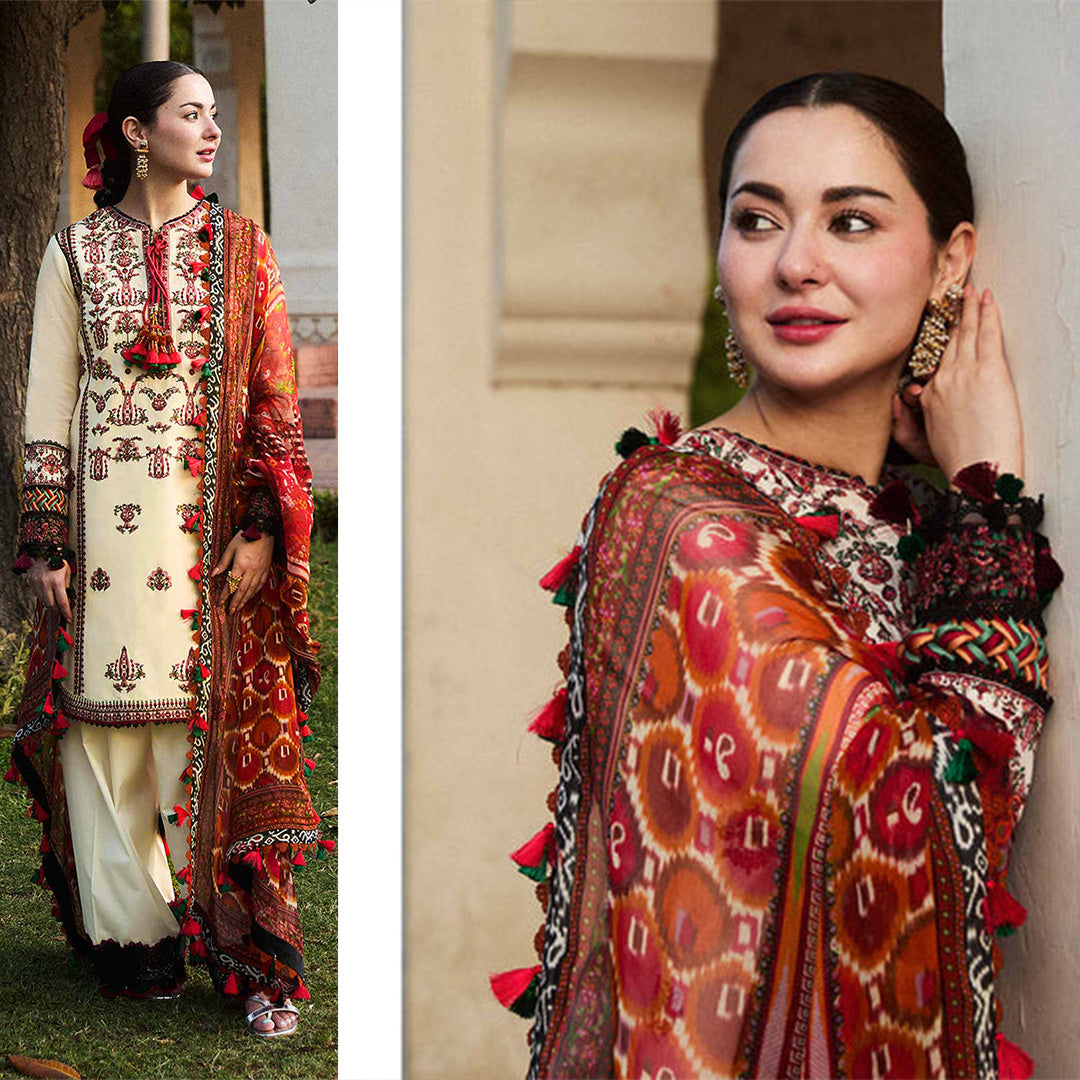 Luxury Dhanak 3PC Embroidered With Digital Printed Wool Shawl-177
