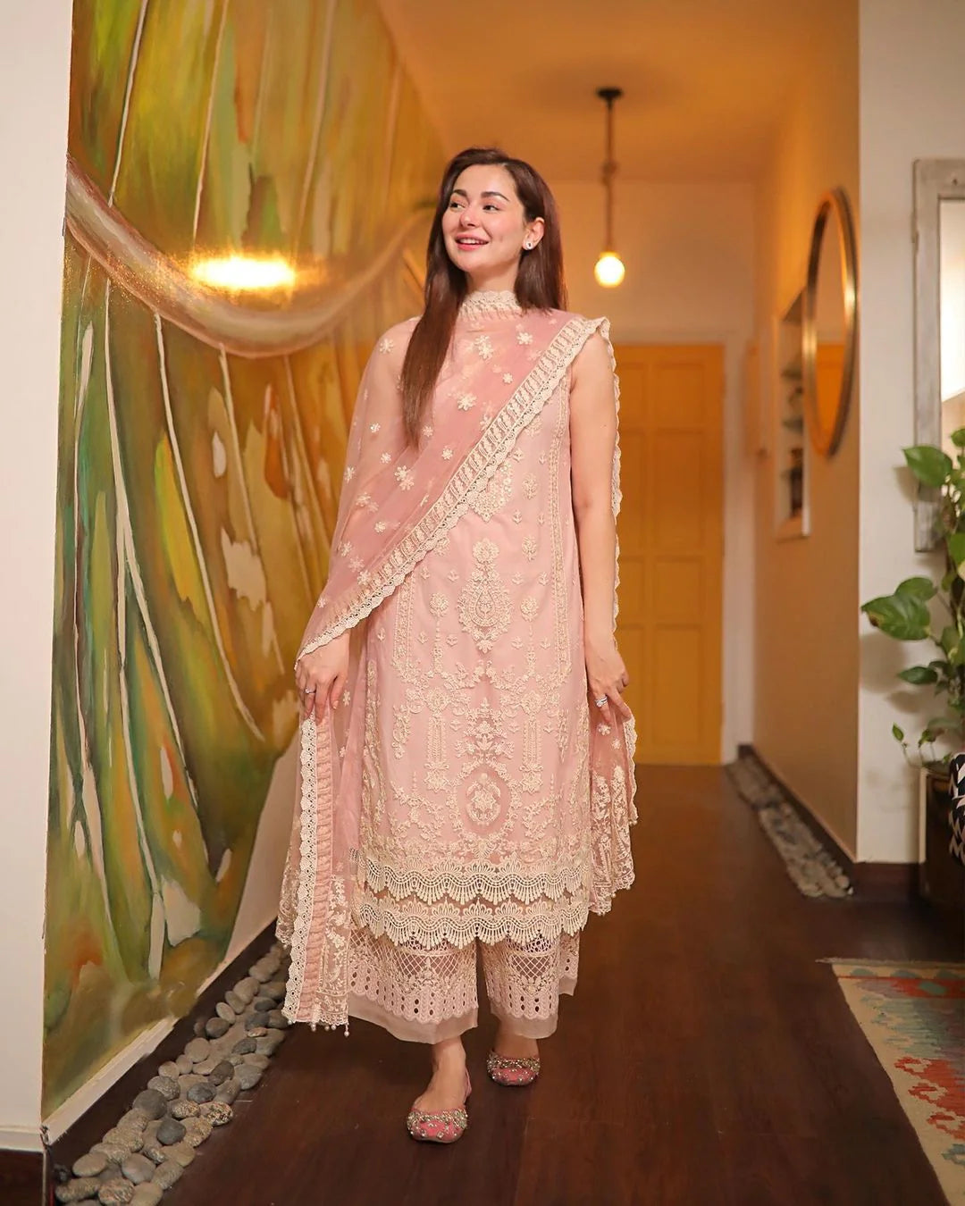 Lawn 3PC Embroidered With Organza Embroidered Dupatta-1049