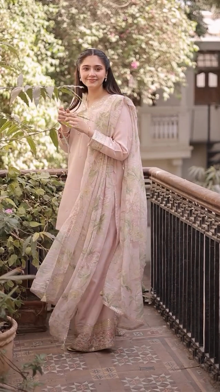 Lawn-3PC Embroidered Shirt with Digital Printed Jacquard Dupatta-1422