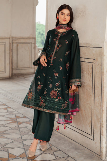3PC Dhanak Embroidered Shirt With Digital Printed Shawl-133