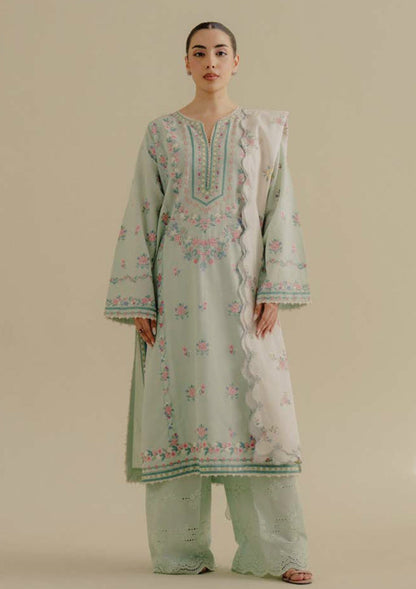Lawn-3PC Embroidered Shirt with Digital Printed Jacquard Dupatta-1386