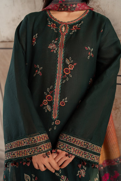 3PC Dhanak Embroidered Shirt With Digital Printed Shawl-133