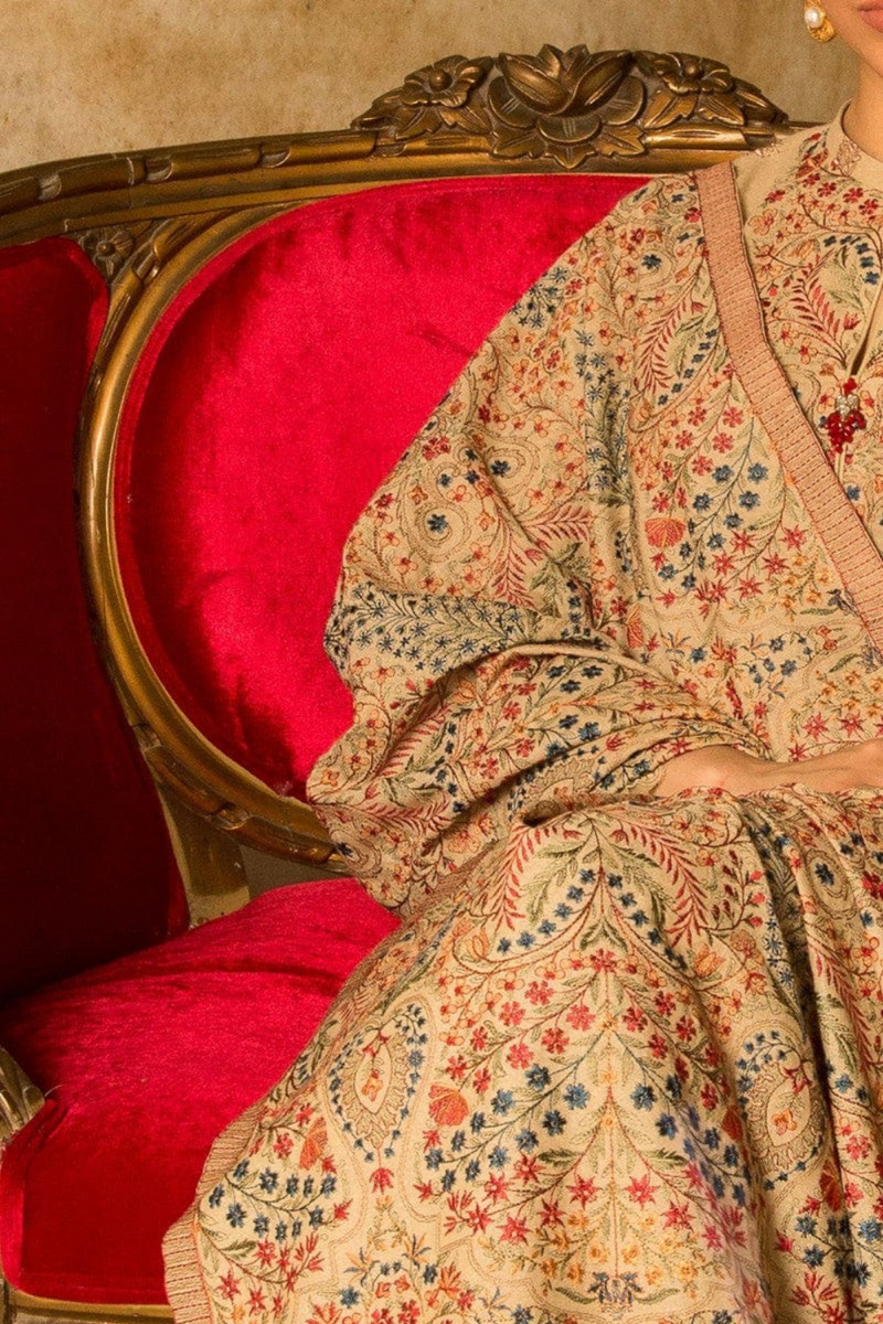 Dhanak-3PC Embroidered Shirt with Dhanak Embroidered Shawl- 590