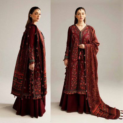 Dhanak 3PC Embroidered With Digital Printed Dupatta-172