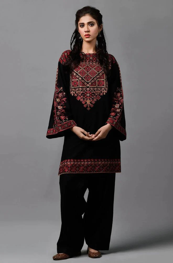 Linen 3PC Embroidered Shirt with Chiffon Embroidered Dupatta-1009