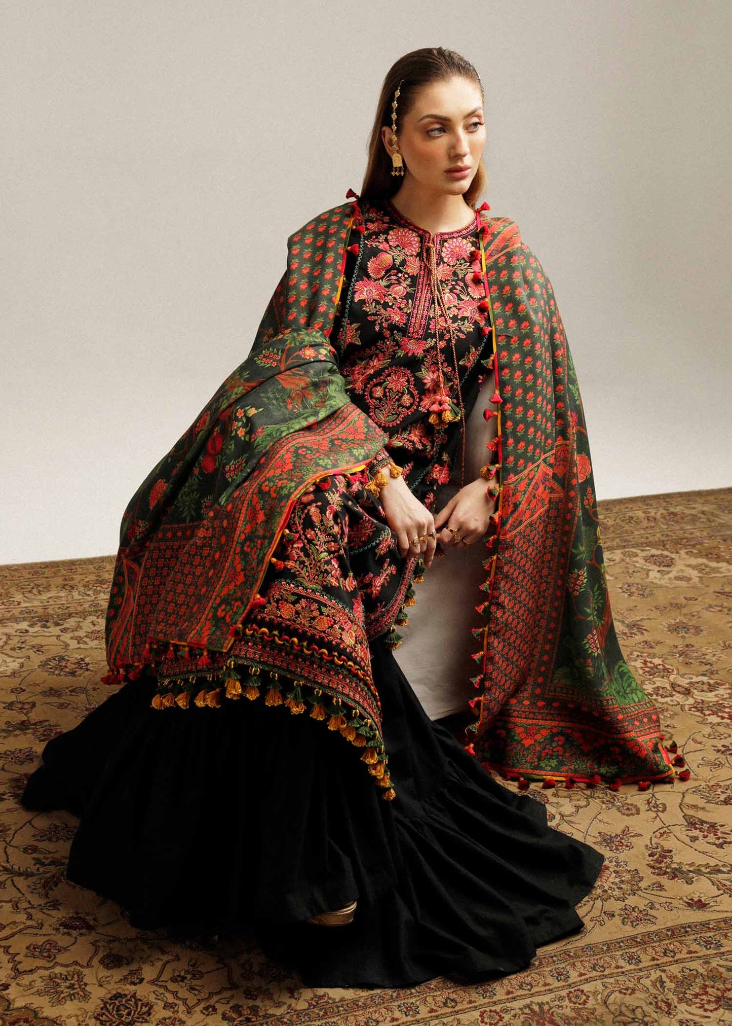Dhanak 3PC Embroidered With Digital Printed Dupatta-173