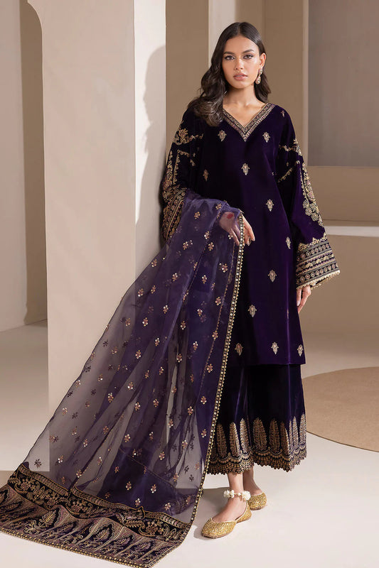 Velvet-3pc Embroidered with Organza Embroidered Dupatta-953