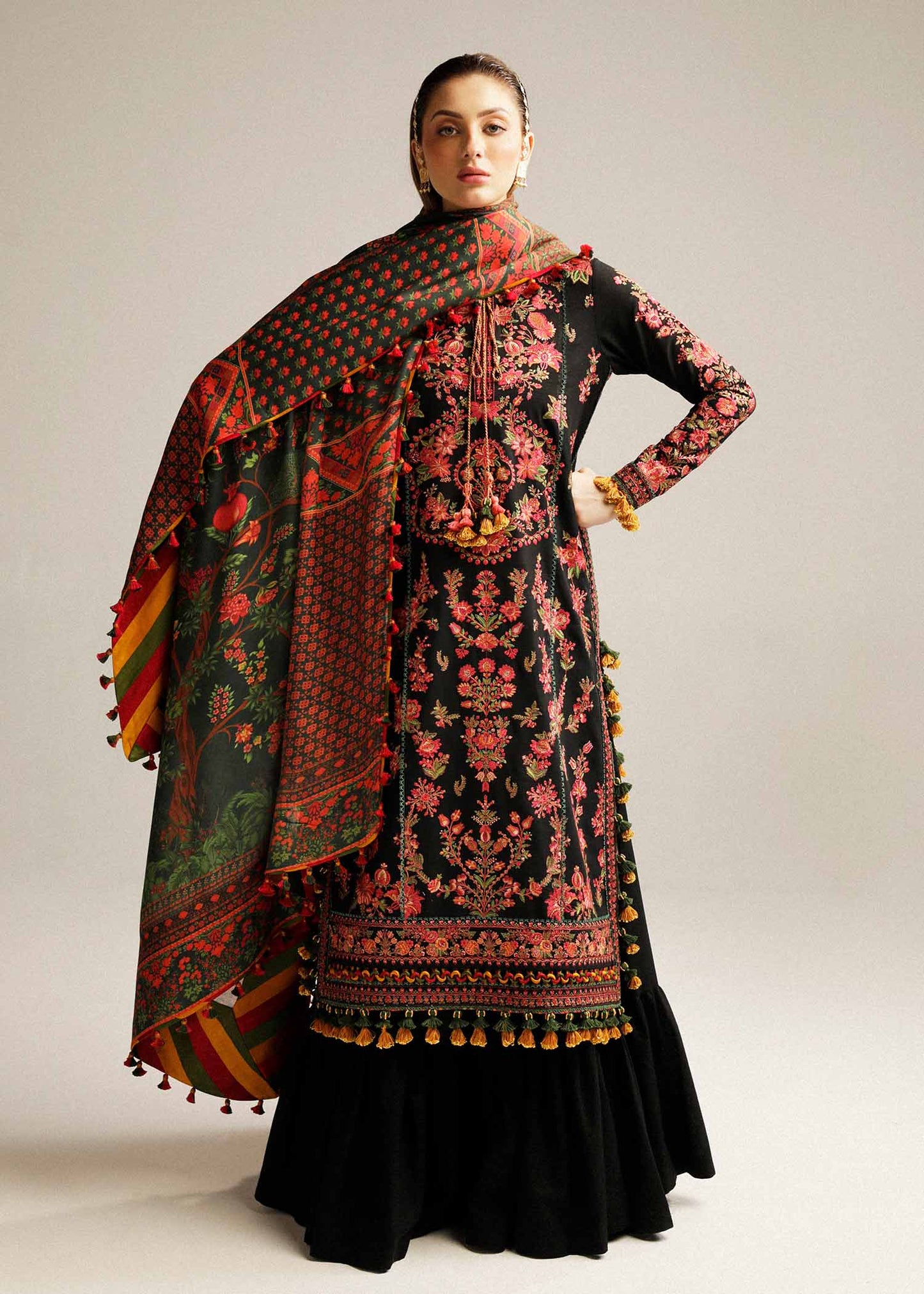 Dhanak 3PC Embroidered With Digital Printed Dupatta-173