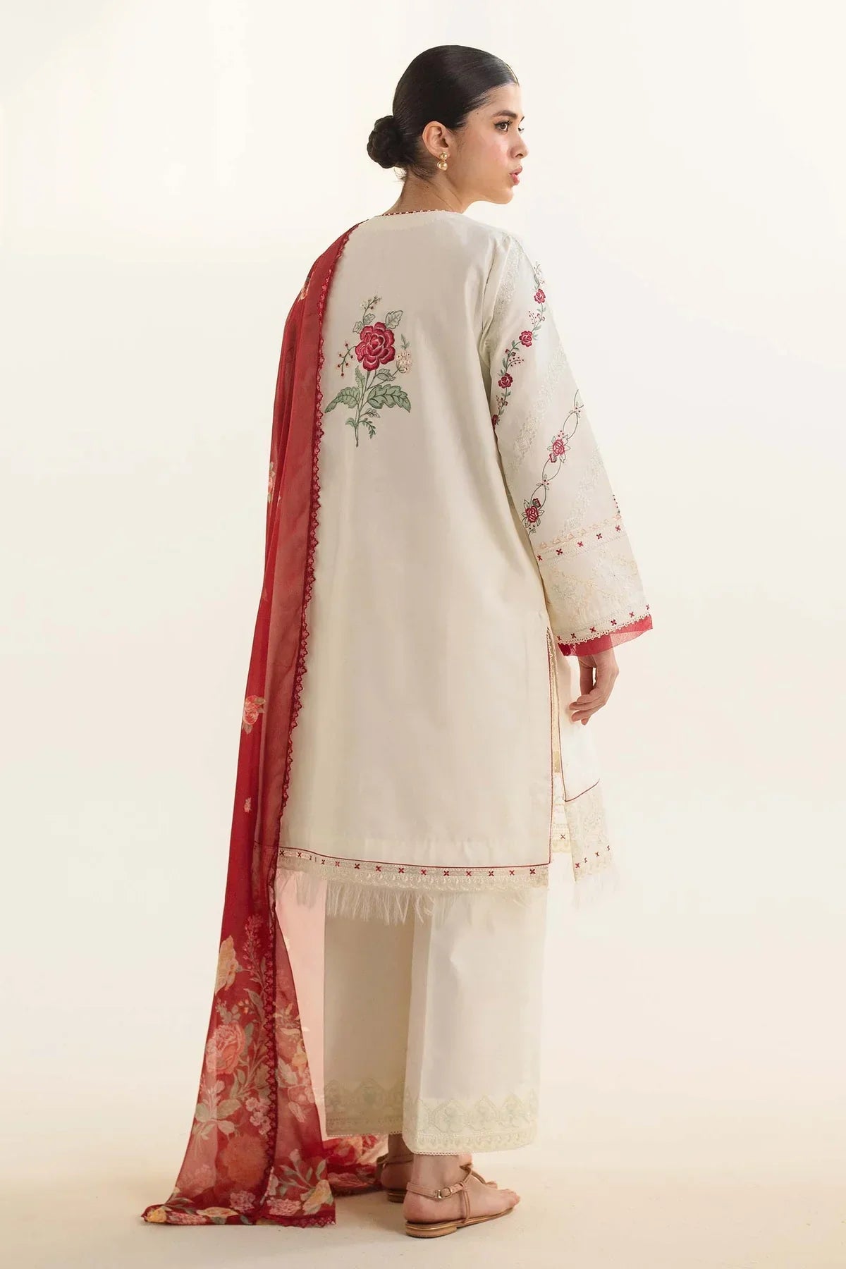 Lawn 3PC  Embroidered Shirt With Printed Dupatta-494