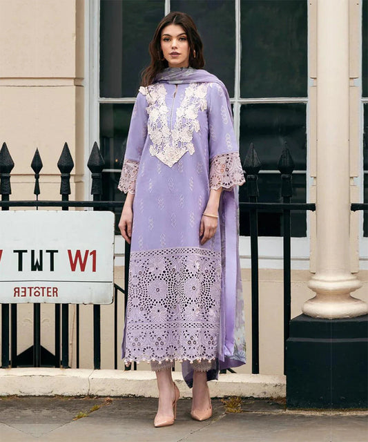 Dhanak 3PC Chikankari Embroidered With Pashmina Wool Shawl-117