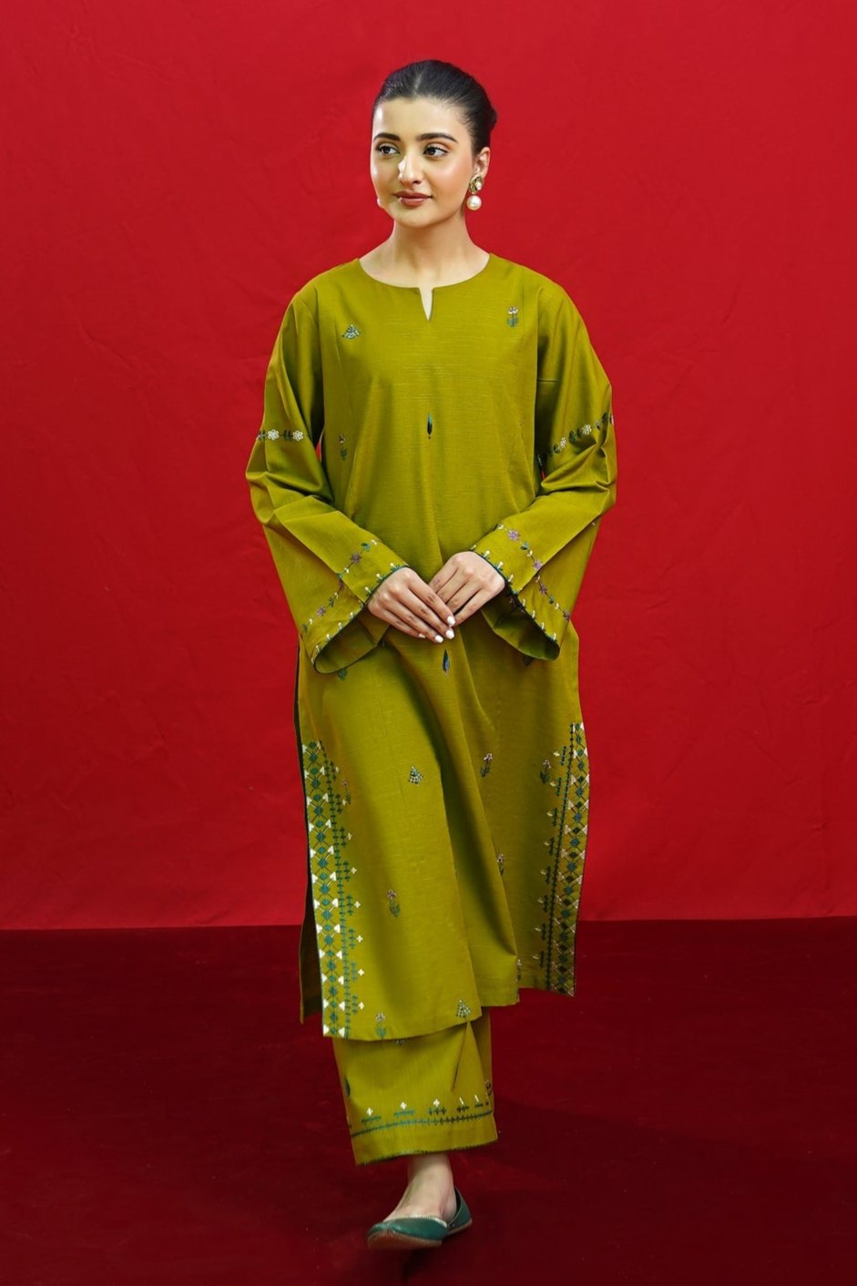 Lawn-3PC Embroidered Shirt with Digital Printed Jacquard Dupatta-1074