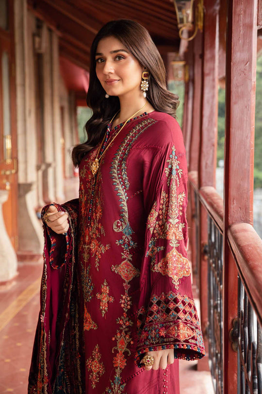 Dhanak-3PC Embroidered Shirt with Digital Printed Wool Shawl - 3430