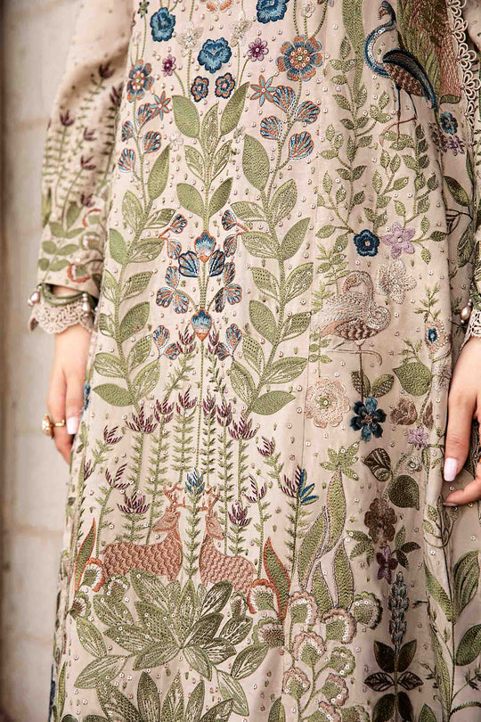 Dhanak-3PC Embroidered Shirt with Digital Printed Wool Shawl - 3391