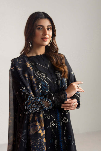 Dhanak-3PC Embroidered Shirt with Digital Printed Wool Shawl- 3365