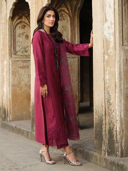 Lawn-3PC Embroidered Shirt with Organza Digital Printed Dupatta-1412