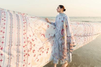 Lawn-3PC Embroidered Shirt with Digital Printed Jacquard Dupatta-1381