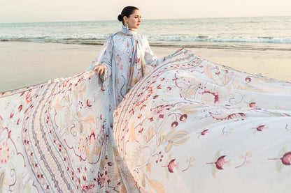 Lawn-3PC Embroidered Shirt with Digital Printed Jacquard Dupatta-1381