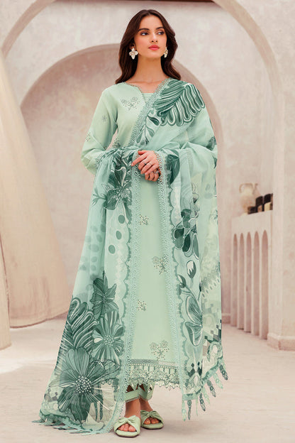 Dhanak-3PC Embroidered Shirt with Digital Printed Wool Shawl - 3279