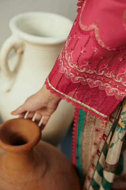 Lawn 3PC  Embroidered Shirt With Printed Dupatta-515