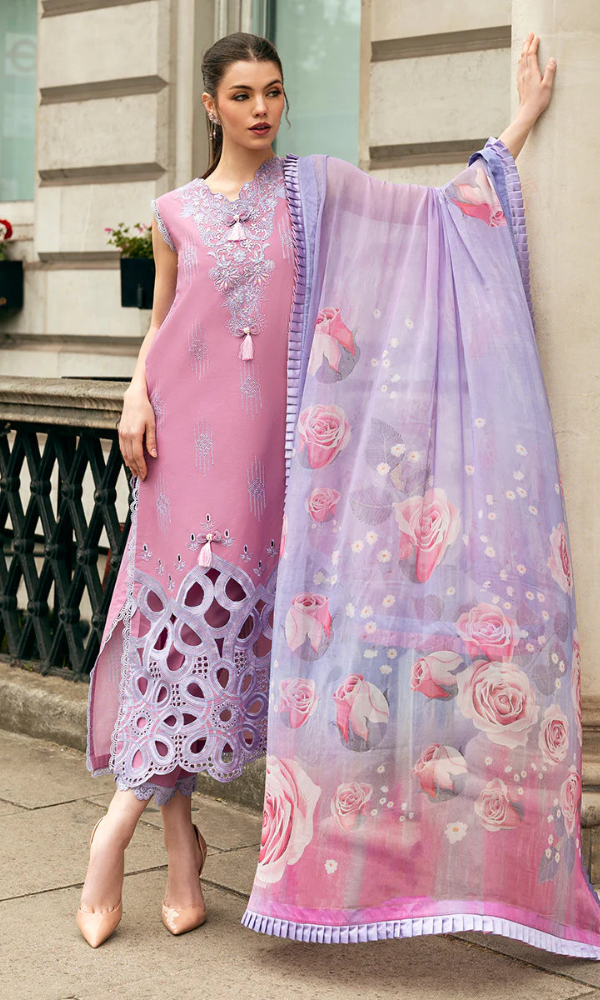 Dhanak-3PC Embroidered Shirt with Digital Printed Wool Shawl - 662