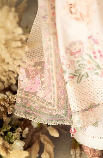 Lawn-3PC Embroidered Shirt with Organza Embroidered Dupatta-1379