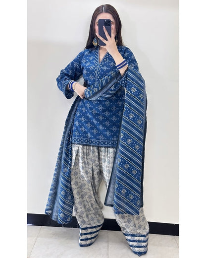 KHADDAR-3PC WITH KHADDAR PRINTED SHIRT & TROUSER-932