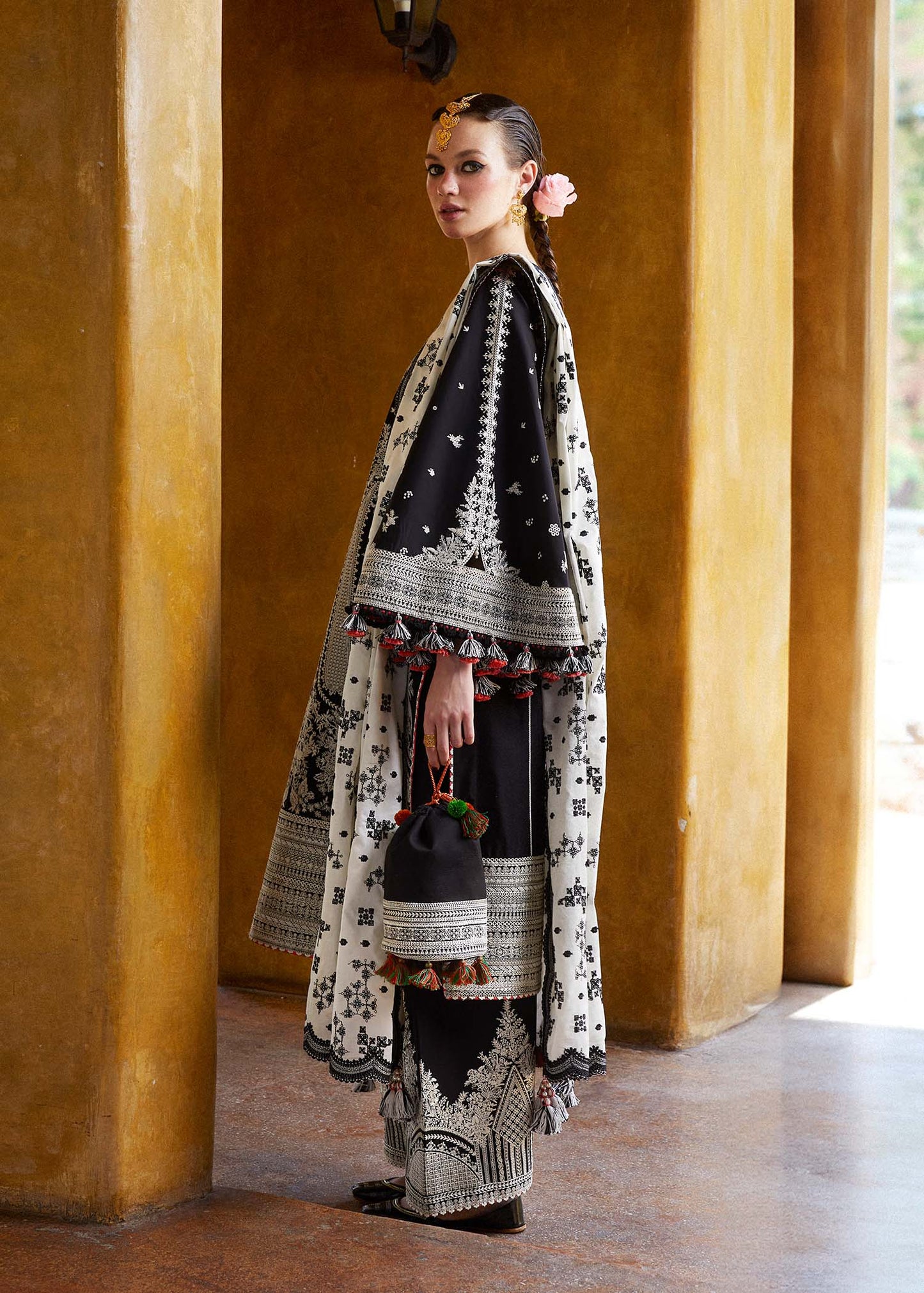 Lawn-3PC Embroidered Shirt with Organza Embroidered Dupatta-1372