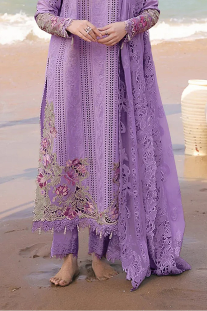 Dhanak -3PC Embroidered Shirt With Organza Embroidered Dupatta-3341